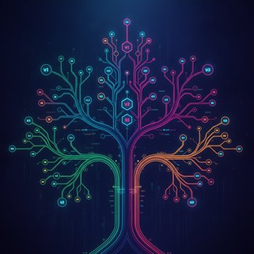 Illustration of interconnected API version pathways branching from a central hub, representing different versioning strategies and approaches for services.