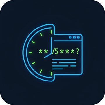 Terminal showing a cron expression with clock and gear icons, symbolizing automated task scheduling on a server.