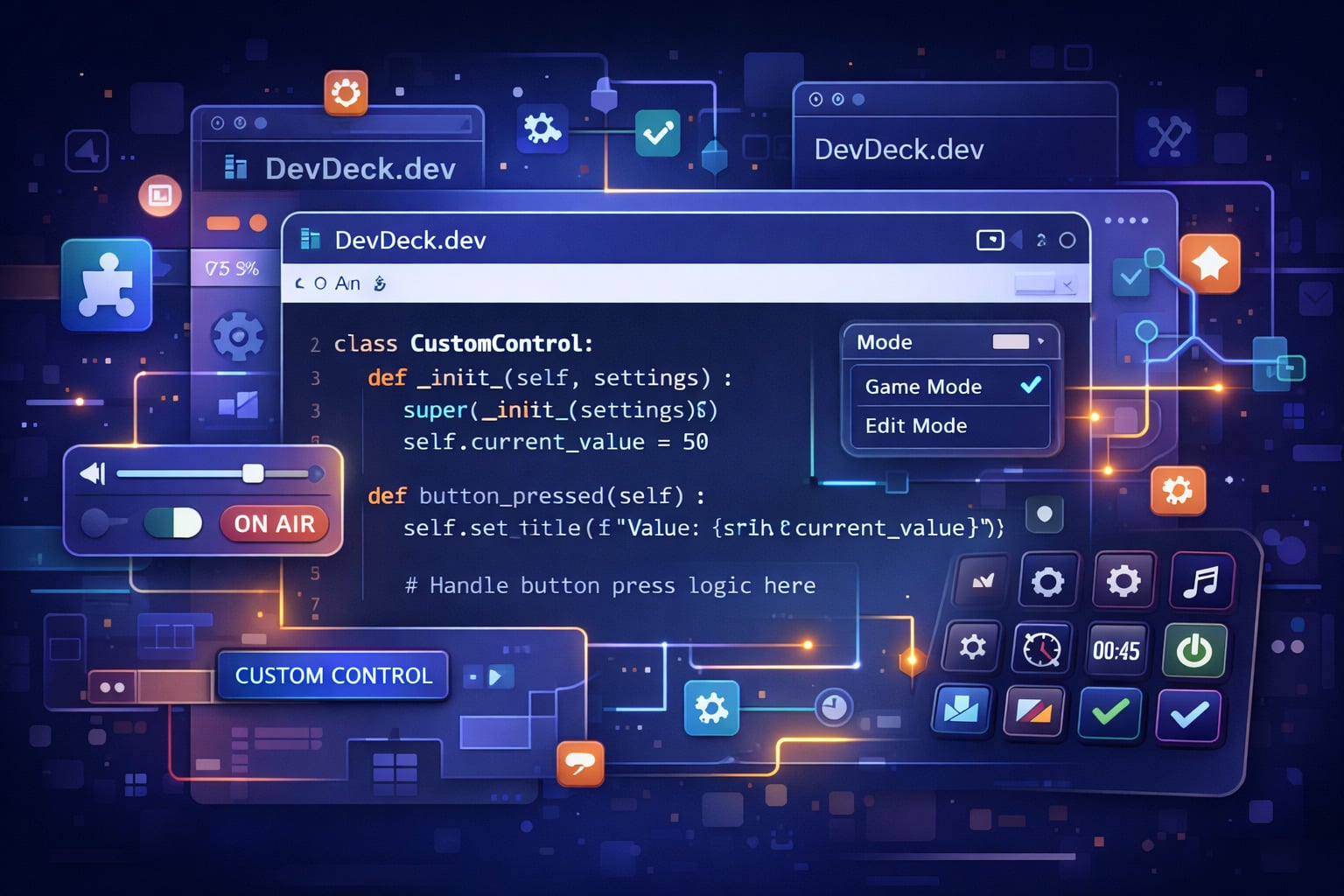 Code example showing custom DevDeck control implementation
