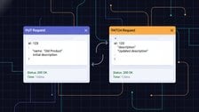 PUT vs PATCH HTTP methods illustrated in a REST API design tool